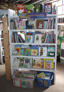 Books for children and cookbooks are up front. The others are there, somewhere. The fun is in the hunt!